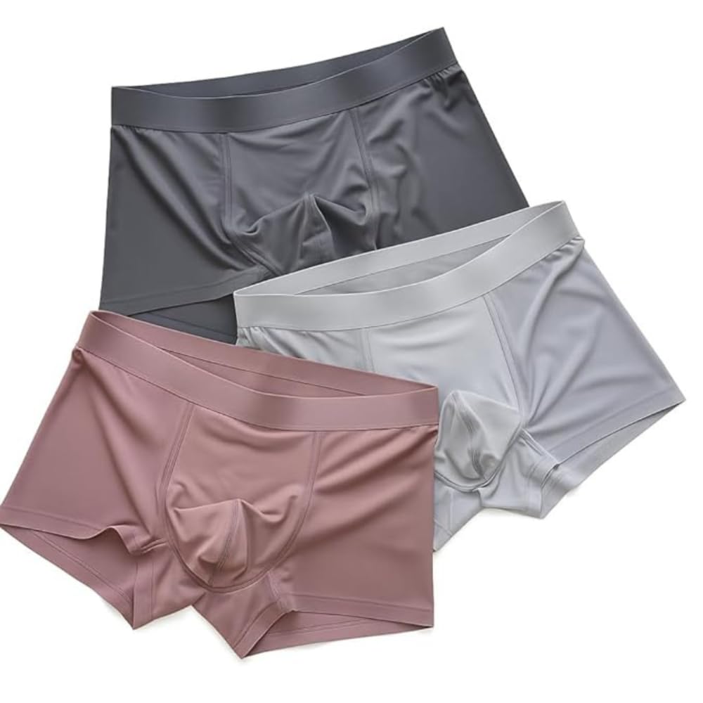 Ultra-Soft Ice Silk Trunks for Men | Breathable Stretch Underwear | Quick Dry | Seamless Comfort | Multi-Colored | Pack of 3-image-30