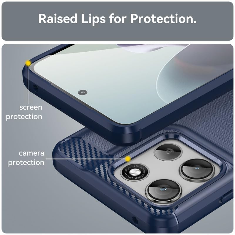 Image of Hybrid Carbon Fiber Back Case for Motorola Moto G56 5G (Blue)