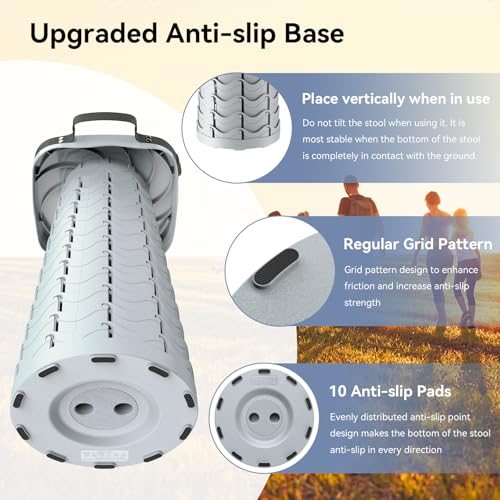 Image of 2026 Upgraded Collapsible Stool, Portable Folding Stool, Telescoping Camping Stool with Max Load Capacity 485lbs, Square Retractable Stool for Camping Gardening Fishing Hiking BBQ [Cyan]