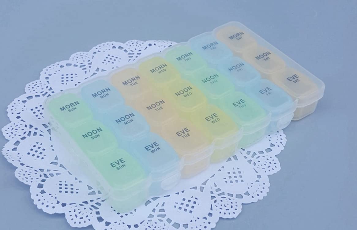 50 EWANTO Tablettenbox Pillendose Medikamentenbox 7 Tage 21 Fächer mehrfarbig 7 entnehmbare Tagesboxen pill box Tabletten Dose Tabletten Dispenser