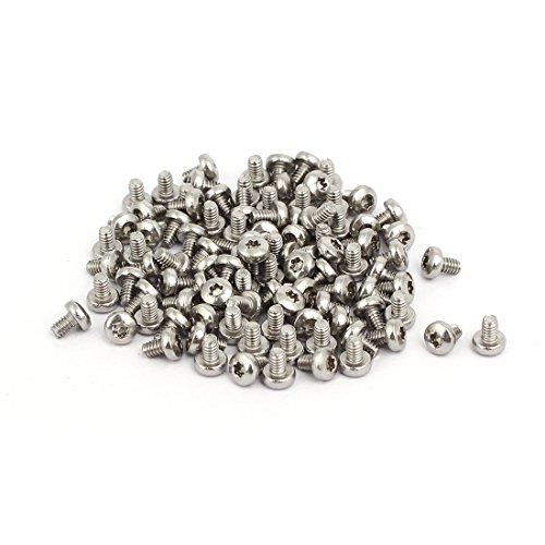Sourcingmap M2x3mm 304 Stainless Steel Button Head Torx Socket Screws Fastener 100pcs, Silver