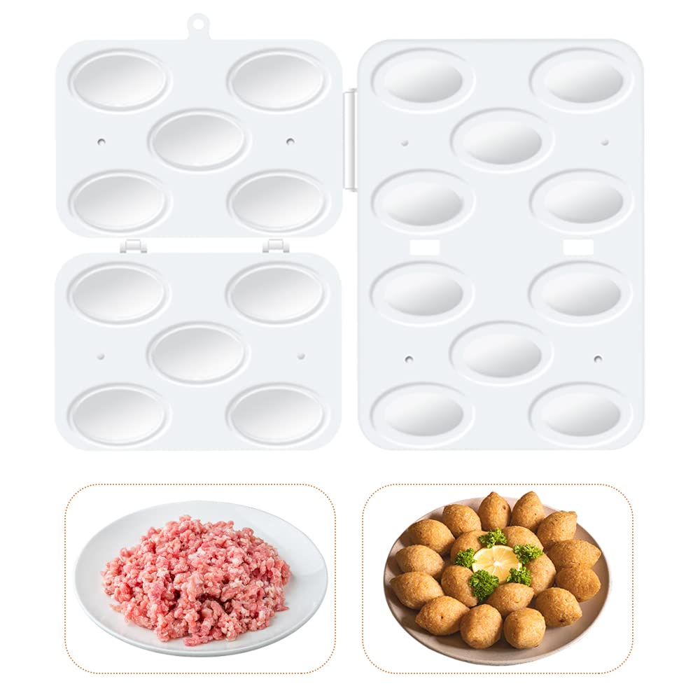 Meatball Mold Kibbeh Press Maker Mold 7.5cm, 5 Grids Meatball Tool, Kitchen Cooking Tools for Making Fried Kibbeh