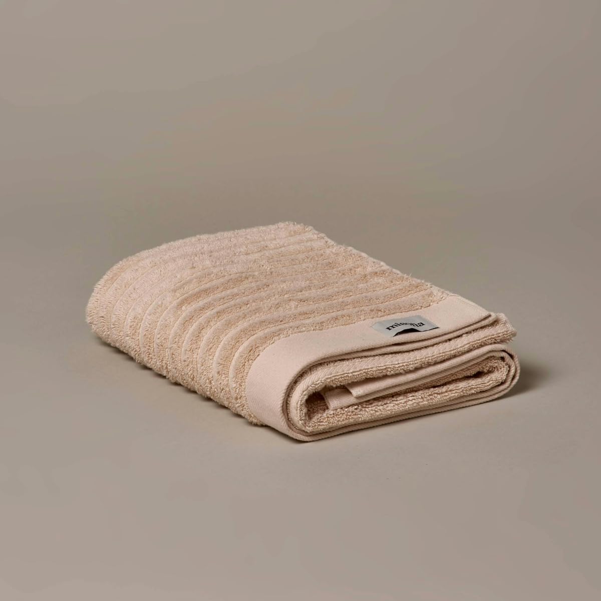 Misona Natural 100% Organic Cotton Bath Towel 70 X 125Cm – Luxury Heavyweight 650Gsm Ribbed Bathroom Towels (Natural)