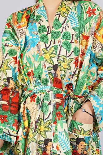 Image of Cotton Women Stylish Printed Kimono, Bath Robe,Night Wear Suit,Swim Wear, Night Dress, Beach Wear