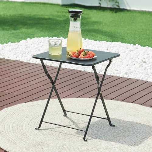 [en.casa] Table de Jardin Pliante Table Basse avec Plateau Carré pour Extérieur Jardin Terrasse Balcon Patio Camping Intérieur Capacité de Charge 15 kg...