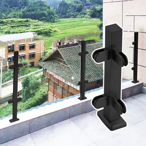 Sistema de postes de barandilla de vidrio de 100 cm para conector de escaleras externas 2