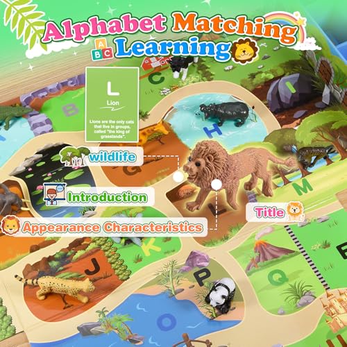 Image of Farm Animal Toys, 26 Pcs Animals Activities for Toddlers 3-8 Year Old Boys Farm Animals Alphabet Learning Games for Toddlers 3-9 Sensory for Boys Girls