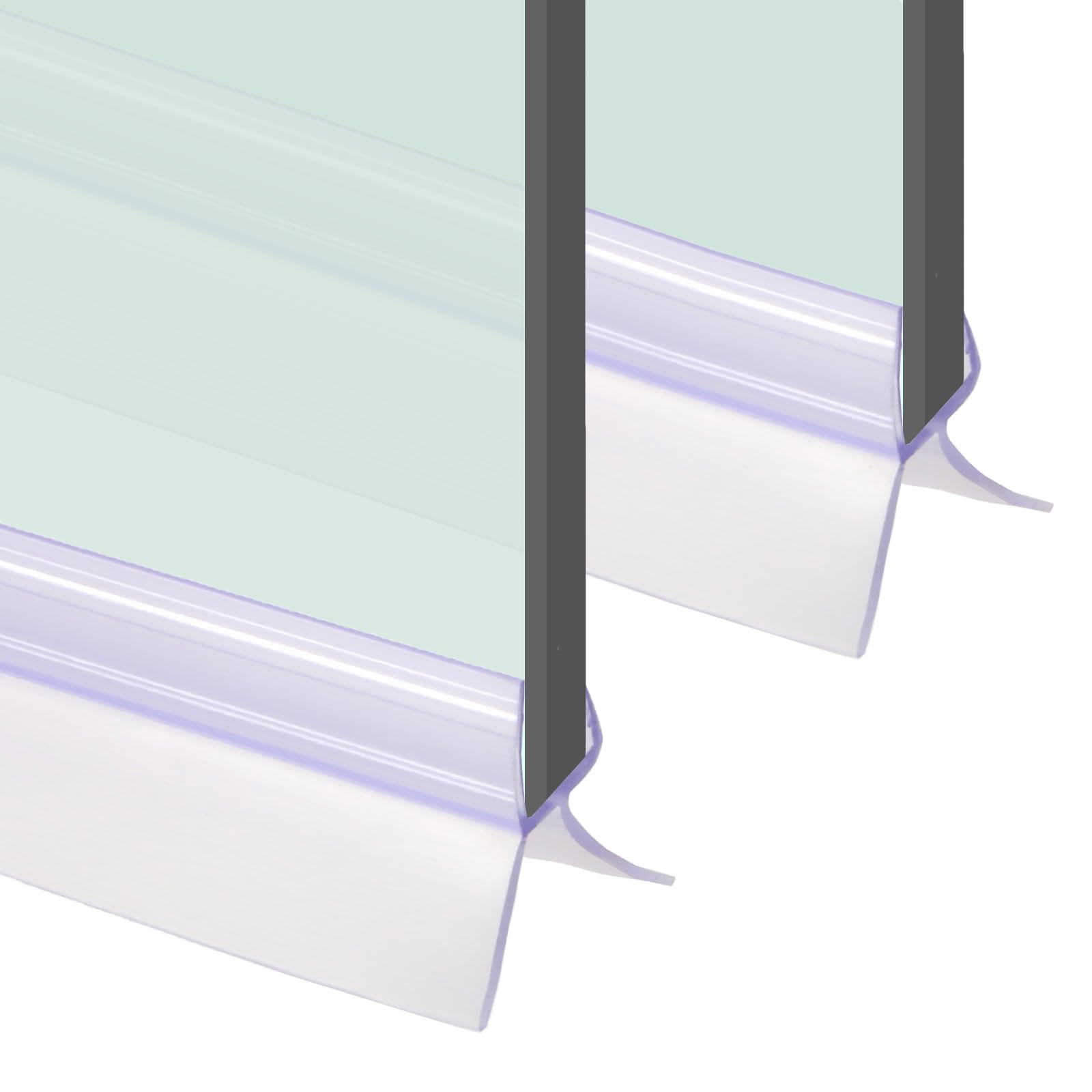 Shower Door Bottom Seal Strip for 4-6mm Glass, Clear PVC, 100cm, 2 Pack
