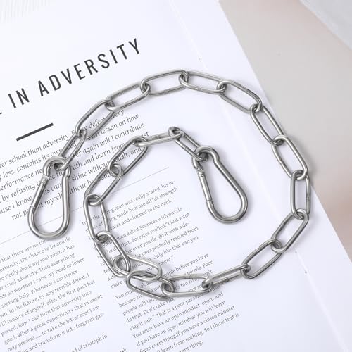 JJUNW 2 Stück Edelstahl Ketten mit Karabiner, 0.5m Kette Edelstahl Stahlkette, Metallkette Gliederkette 3mm Kettenglieder für Zauntore Käfigtore Haustiere Gartentore Vogelkäfig