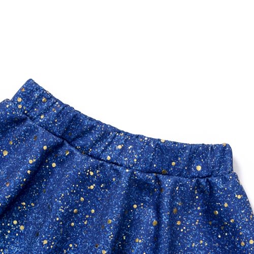 Image of Girls Sparkly 2 Pieces Outfit Kids Crop Top and Skirt Set Music Party Costume Birthday Gift