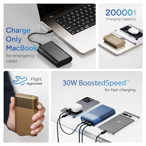 Image of Ambrane 20000mAh 33W Fast Charging Power Bank, Super Fast PD 3.0 | Type-C Input & Output | Triple Output Ports, Compatible for iPhone,Smartphones, Tablets, Earbuds, Smartwatch (Powerlit Duo 30 Black)
