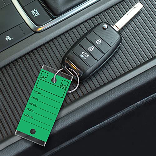Image of Versa-Tags 500 Key Tags, Self Protecting Poly, 1.25''x3'', Highly Resistant to Abrasion, 500 Key Tag Pack, 500 Chrome Plated Key Tag Rings Included Color Green