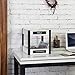 MyGift 2-Tier Vintage White Wood and Metal Document Tray Rack with Chalkboard Labels