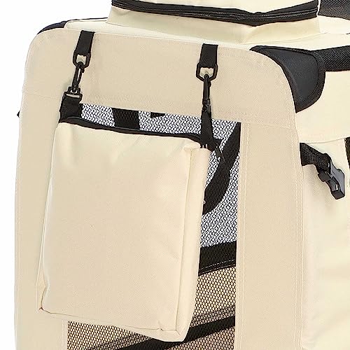 Fudajo Faltbare Transportbox für Hunde, Katzen XXXL (101x68x70cm), robust, leicht, sicher, Hundebox mit Tragegriff und Decke, Beige