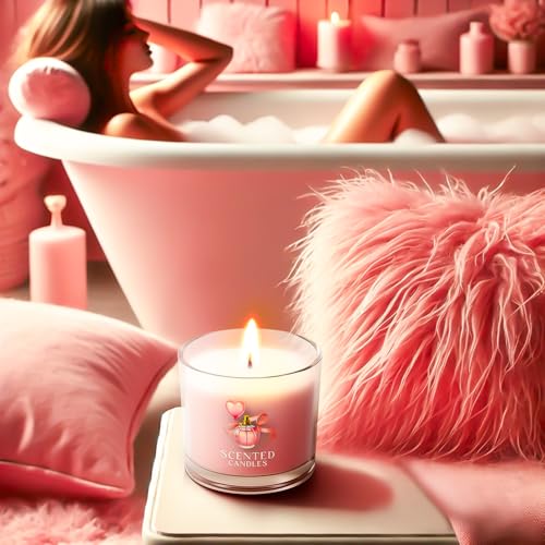Image of CHILLFLAME Pink Candles, Scented Candle Gift Set for Stress Relief, 6 Votive Candles for Women and Men, Birthday Candle Gifts for Women, Candles Gifts for Women (Pink, 14 oz)