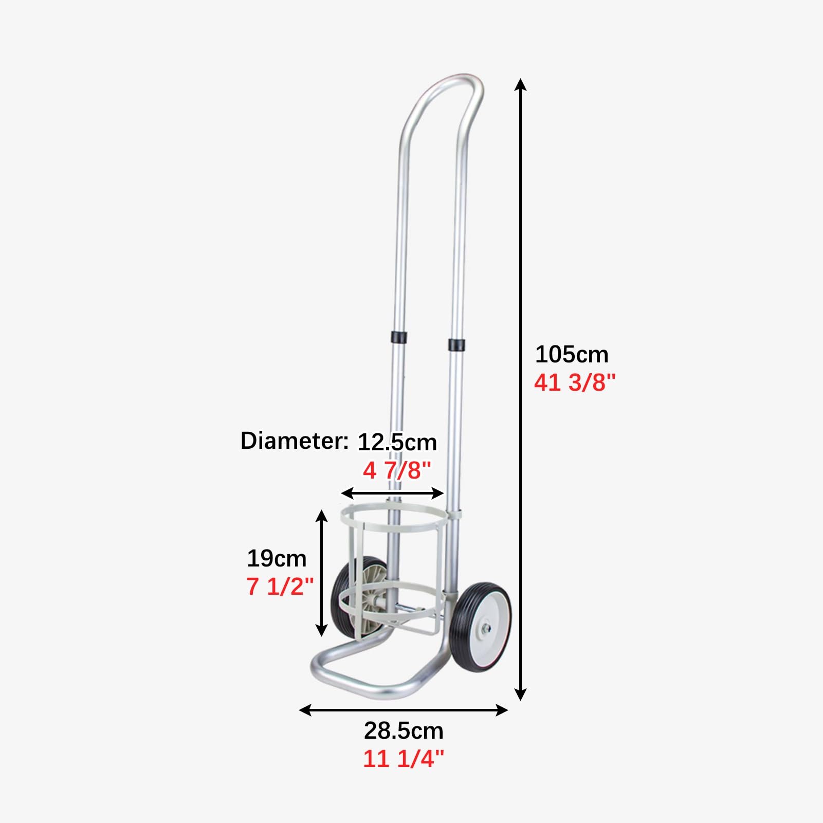 Estante para cilindros de oxígeno, carrito para un solo cilindro, tamaño pequeño, carrito para cilindros de oxígeno para tanques de oxígeno, carrito de aleación de aluminio para tanques de oxígeno,