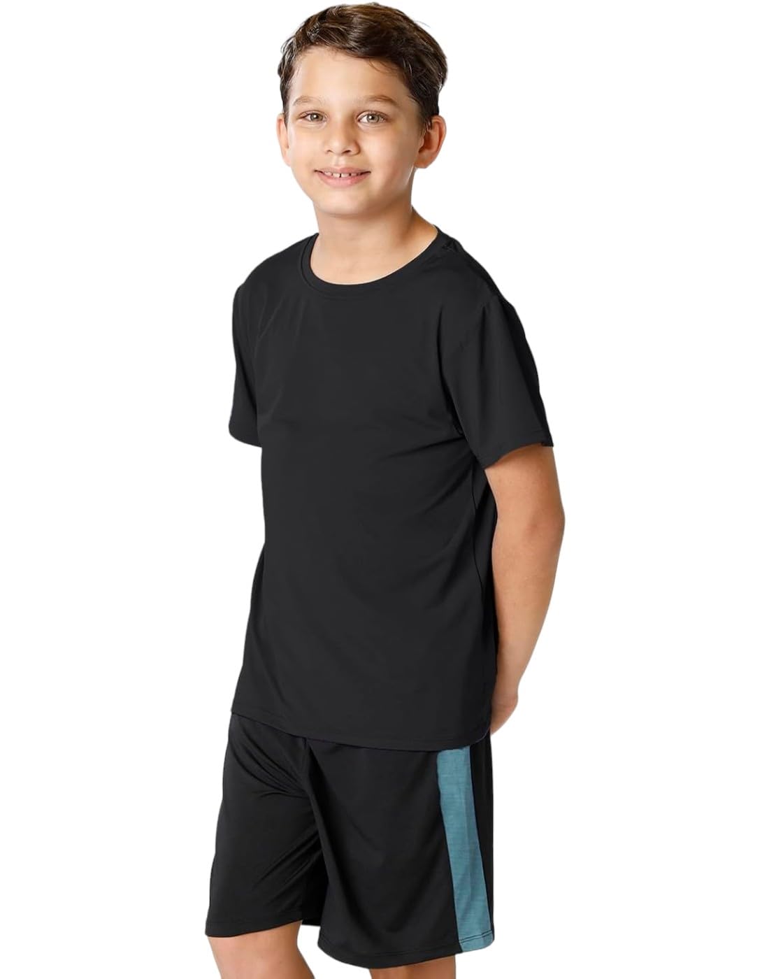 Aqua Holic Spandex Boy's Regular Fit Shorts With Half Sleeves Tshirt | Adjustable, Quick Drying Leggings for Swimming, WaterParks, Surfing & Other Sports -Black - 6-7 Years 1