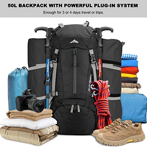 Loowoko 50L Hiking Backpack, Waterproof Camping Essentials Bag With Rain Cover, 45+5 Liter Lightweight Backpacking Back Pack #TOP1