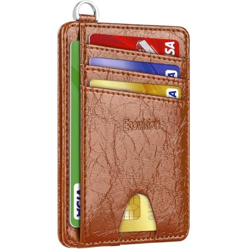 Image of Slim Minimalist Front Pocket Wallet, RFID Blocking Credit Card Holder Wallet with Integrated D-Shackle for Men Women