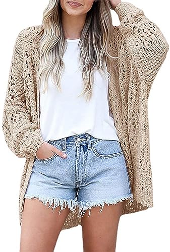 Image of sysinside Women's Crochet Knitted Open Front Cardigan Oversized Boho Beach Fall Outwear