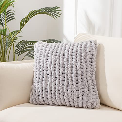 GARLVCAL Grey Chunky Knit Throw Pillow Covers 1PC...