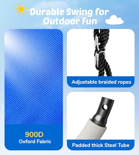 image for Trekassy Saucer Swing with Frame for Kids Outdoor, 440lbs Swing Set wi