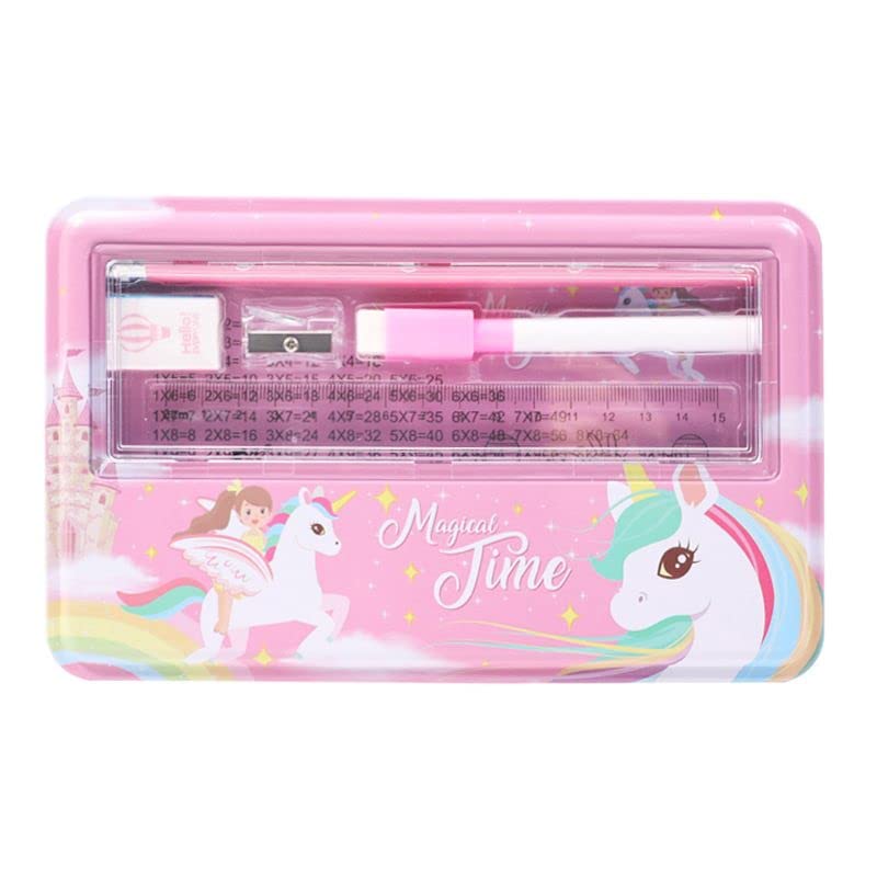 Image of Crackles Magical Time Metal Geometry School Pencil Box for Boys and Girls | Perfect for Childern Gifting