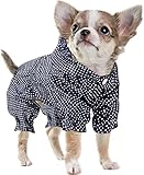 Idepet Hund Regenmantel Regenjacke Mit Kapuze, Haustier Hund Wasserdichter Mantel Ultraleichter Outdoor Regen Poncho Jumpsuit Mit Geschirr Loch (XL, Blau)