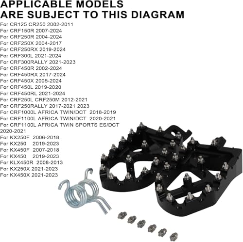 Image of JFG RACING Lengthened Dirt Bike Foot Pegs for CR125 CR250 /CRF150R CRF250R | CNC rest pedal footpegs,for CR125 CR250 02-11 /CRF150R 07-24 /CRF250R 04-24 /CRF300L 21-24 /CRF450R 02-24 /CRF250X CRF450X,black