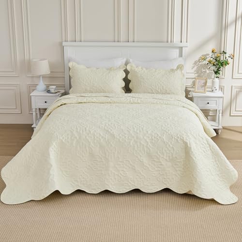 Image of Kingnex Oversized King Bedspreads 128x120 Cream
