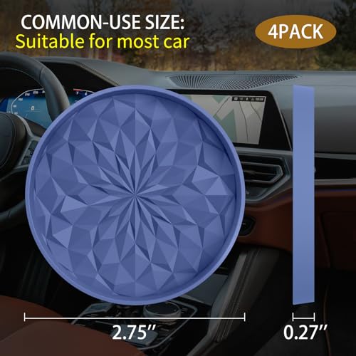 Image of ME.FAN Car Coasters for Cup Holders [4 Pack] - 2.75In Silicone Auto Mug Mats - Universal Non-Slip Recessed Car Interior AccessoriesNavy Blue