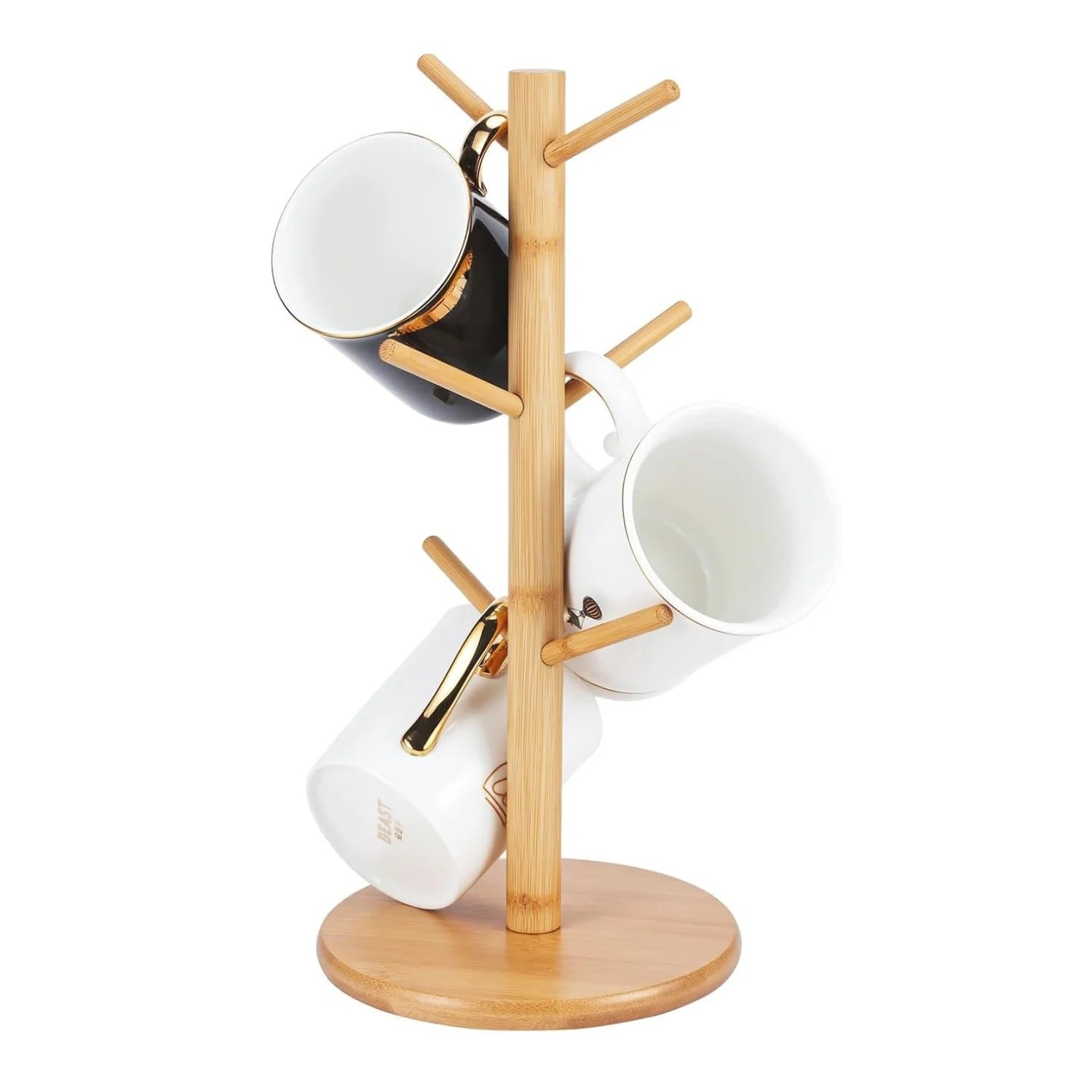 MFWHEFJ Mug Tree Mug Holder 6 Hooks Coffee Cup Holders Tree Sturdy Rack Stand Ideal for Counter Organizer Space Saver(Color2)