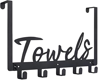 Door Hooks Rack Over Door Hanger Holder Bathroom Organizer Towel Rack with 5 Hooks for Coat Robe Hat Clothe Hanging