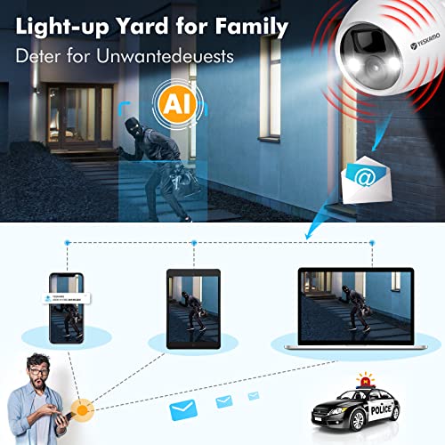 Yeskamo Outdoor Camera Wireless 2-Cams Kit Wireless Cameras For Home Security With Battery Security Camera,Spotlight,2K Fhd,Color Night Vision,Ip67 Waterproof, No Monthly Fee,Work With Alexa #TOP3