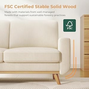 Vesgantti 68 loveseat sofa beige comfy corduroy couch with spring cushion sofa couch with solid wood modern couch with deep seat sofa for bedroom loveseat for living room beige office couch  urban country home decor