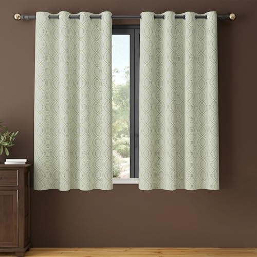 Image of Yellow Weaves 1 Pc Jacquard Oval Eyelet Window Curtain - Perfect for Home, Office, Bedroom, Living Room & Balcony - 5 Feet (Pastel Green)