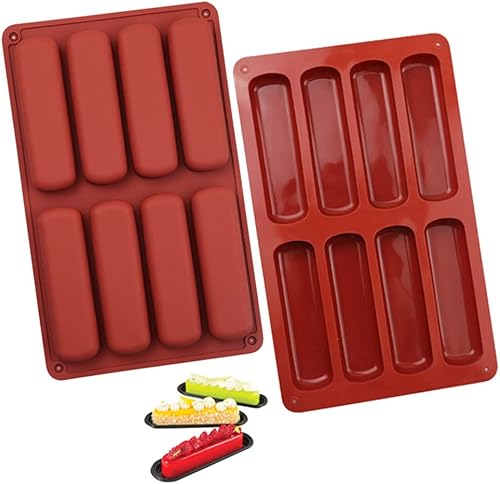 Molde de silicona para galletas de dedo, molde de barra de chocolate, molde antiadherente de silicona para pastel Twinkie, molde rectangular para