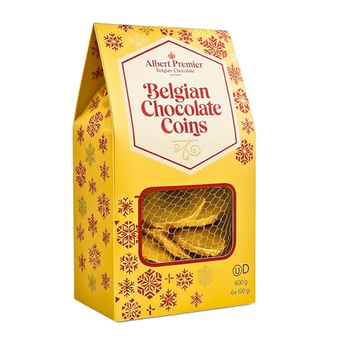 Monedas de Chocolate 600g - Albert Premier Belgian Chocolate Coins - Para Regalo, Navidad, Cumpleaños y Fiestas - Monedas de (50cts, 1€ y 2€) - Pack Laborawi (1 x 600g)