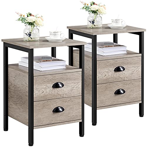 Mesitas de Noche Vintage Gris Marca Yaheetech