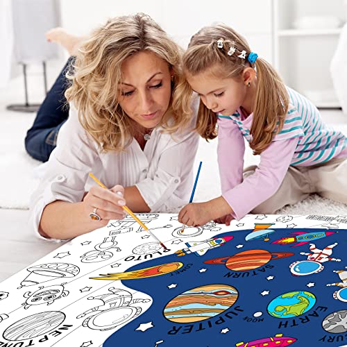 Image of Outer Space Giant Coloring Poster for Kids Large Coloring Tablecloth Activity Drawing Roll Paper Book Sheets Page Huge Table Cover Art Crafts for Classroom Home Gift Birthday Party Supplies Decoration