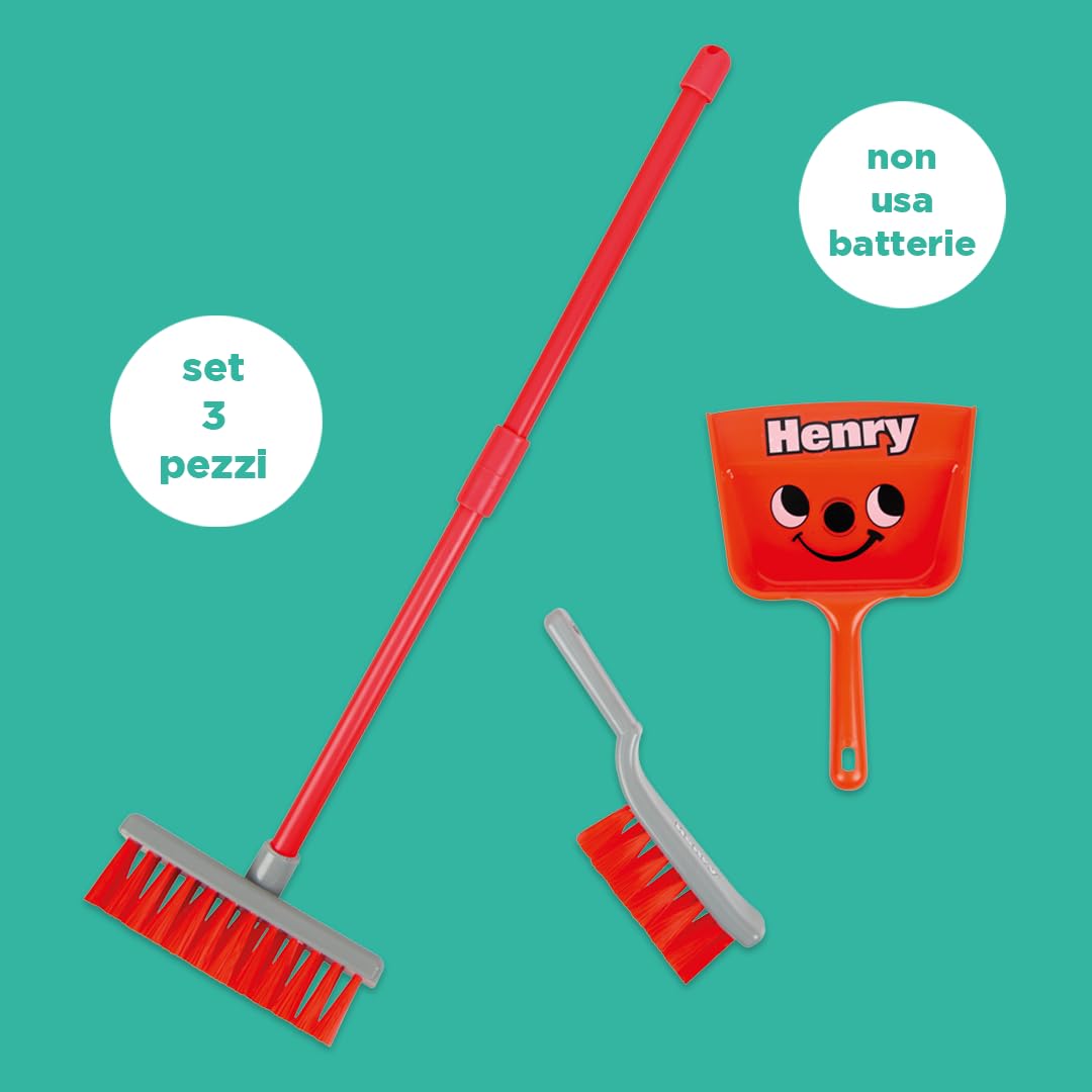 Casdon Henry Brush Set | Child-Friendly Cleaning Toy Set for Ages 3+ | Fun & Educational | Includes Broom, Brush, Dustpan!