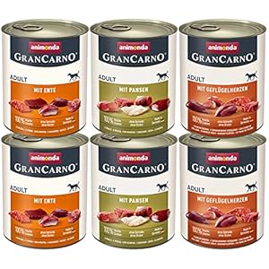 GranCarno Hunde Nassfutter Deftige Variation (6 x 800 g), Hundefutter nass ohne Getreide und Zucker von animonda, für ausgewachsene Hunde, mit frischen fleischlichen Zutaten