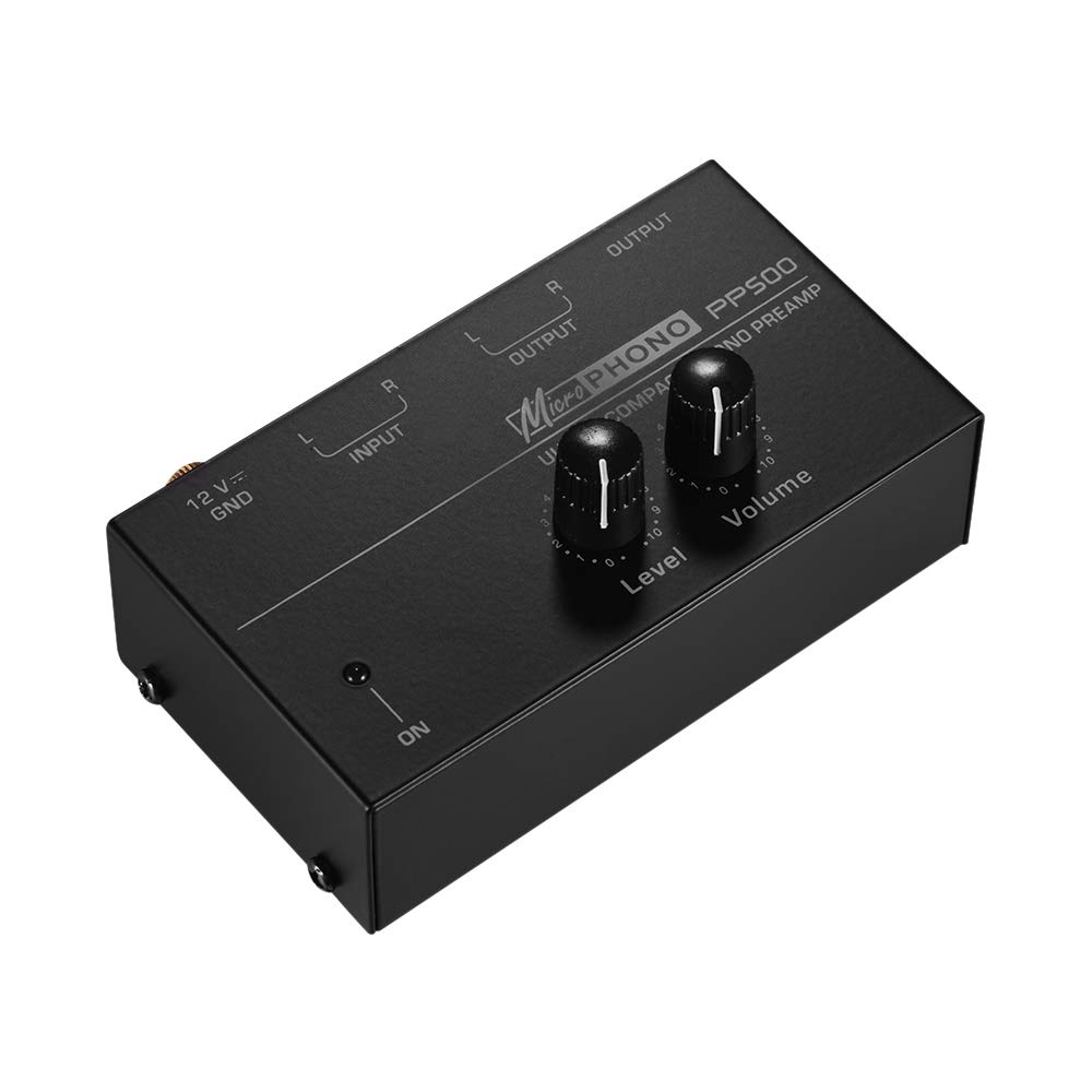 Kalaok Preamplificador Phono Preamp ultracompacto con controles de nivel y volumen Entrada y salida RCA Interfaces de salida TRS de 1/4"