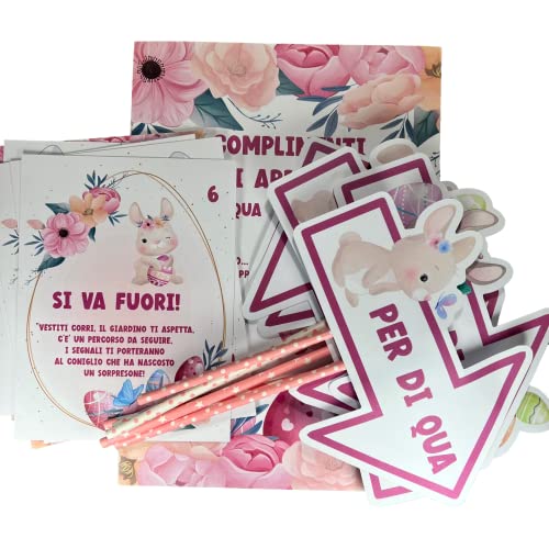 Caccia alle uova di Pasqua set completo personalizzato per gioco bambini composto da frecce, indizi con filastrocche personalizzate e stampa grande finale regalo di pasqua bimbi