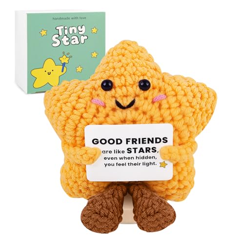 EHZYP Friendship Gifts for Women Good Friends are Like Stars Sentimental Keepsake Fun Star Crochet DesignsFunny Friendship GiftBest Friend Birthday Gift for Women (Yellow Star)