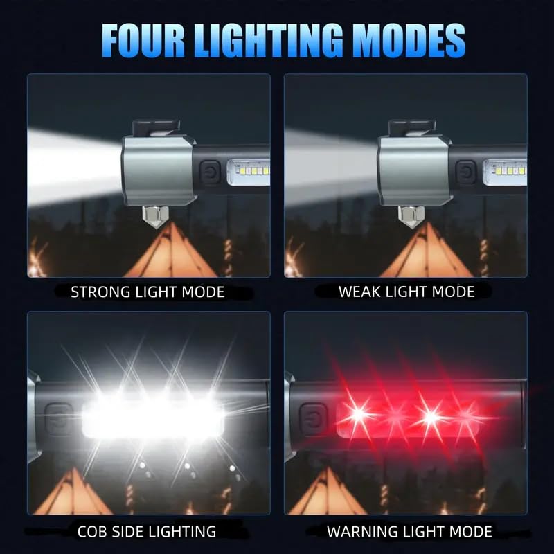 Image of FLYNGO 3 in 1 Multifunction LED Torch Light Rechargeable, Rescue Emergency Flashlight with Car Seat Belt Cutter & Glass Breaker, Bright Zoomable Torch Light for Trekking, Camping (Black)