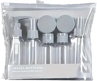 جيني مجموعة زجاجات السفر، مجموعة منظم ادوات الزينة من 9 قطع مع زجاجة مضخة، زجاجات بخاخ، برطمانات كريم، ابيض