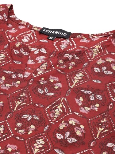 Image of feranoid Designer V-Neck Short Straight Kurti with 3Quarter Sleeves