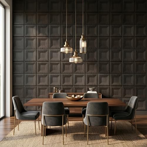 Image of Kayra Decor 3D Wall Panels | PVC Wall Tiles | Square Box Design | Wood Gray | Pack of 18 (42.48 Sq. Ft.)