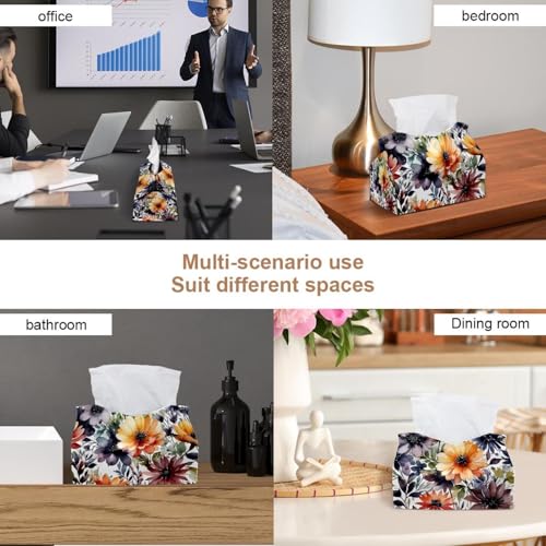 Lot de 2 housses de boîte à mouchoirs fleurs pour table - 7